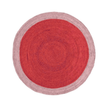 Two Toned Red Round Jute Rug