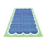 Vegetable Dyed Indian Dhurrie Cotton Rug - Blue/Green