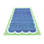 Vegetable Dyed Indian Dhurrie Cotton Rug - Blue/Green