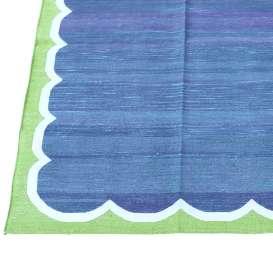 Vegetable Dyed Indian Dhurrie Cotton Rug - Blue/Green