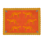 Wandering Leopards in the Desert Scalloped Hand-Tufted Wool Rug