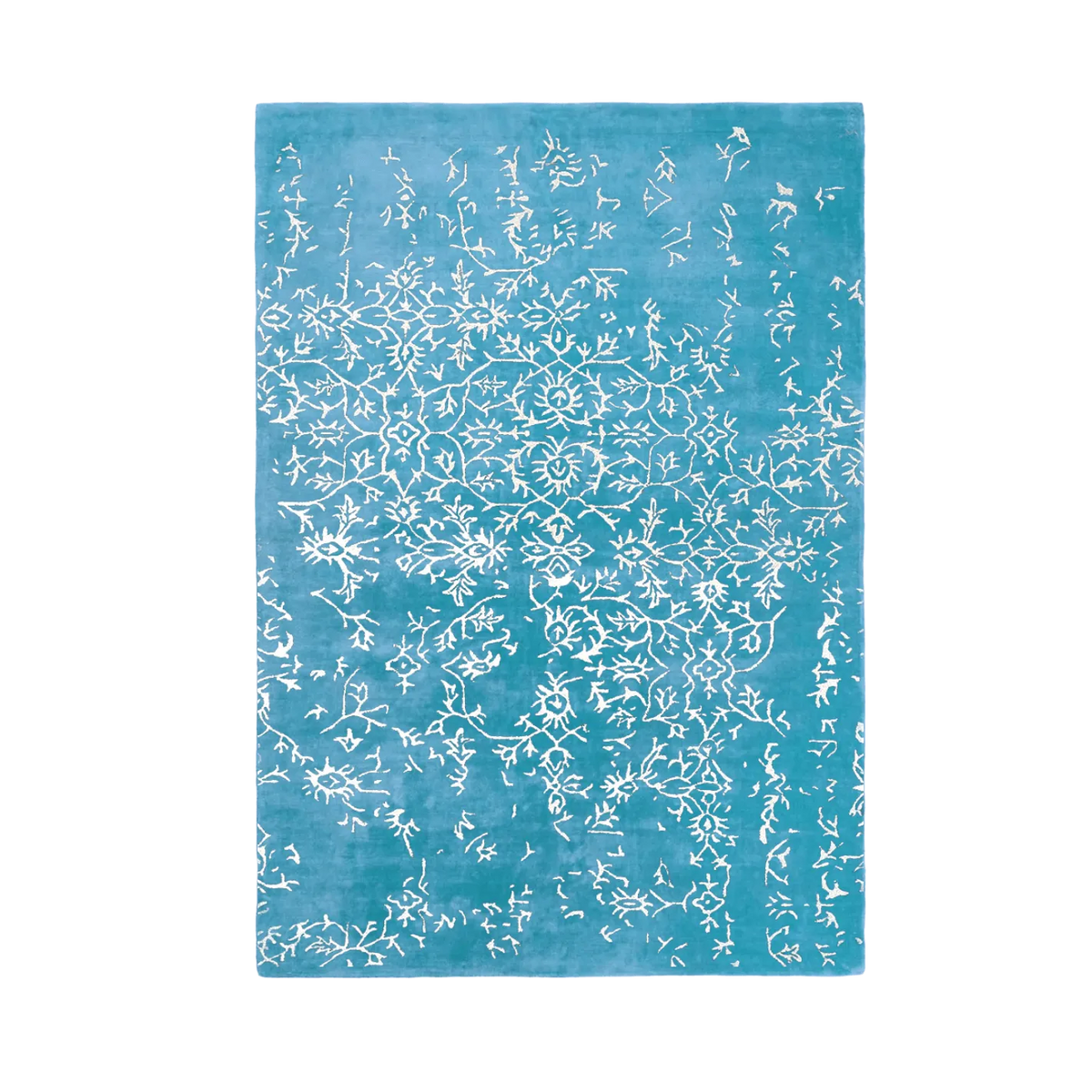 White Bloom Elegant Hand Tufted Viscose Rug - Blue