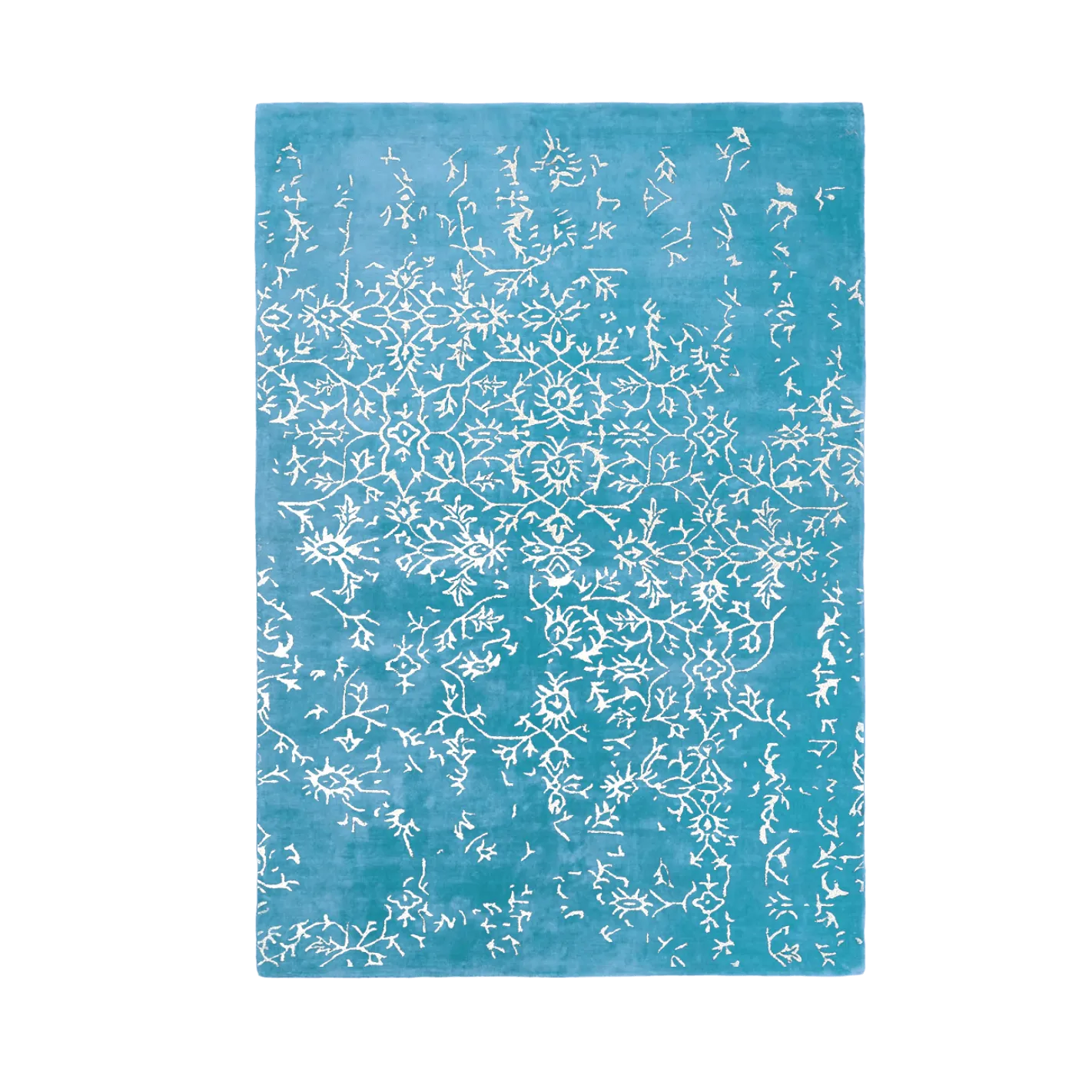 White Bloom Elegant Hand Tufted Viscose Rug - Blue