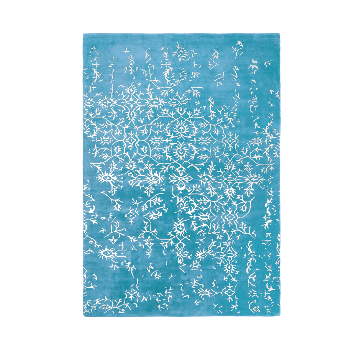 White Bloom Elegant Hand Tufted Viscose Rug - Blue