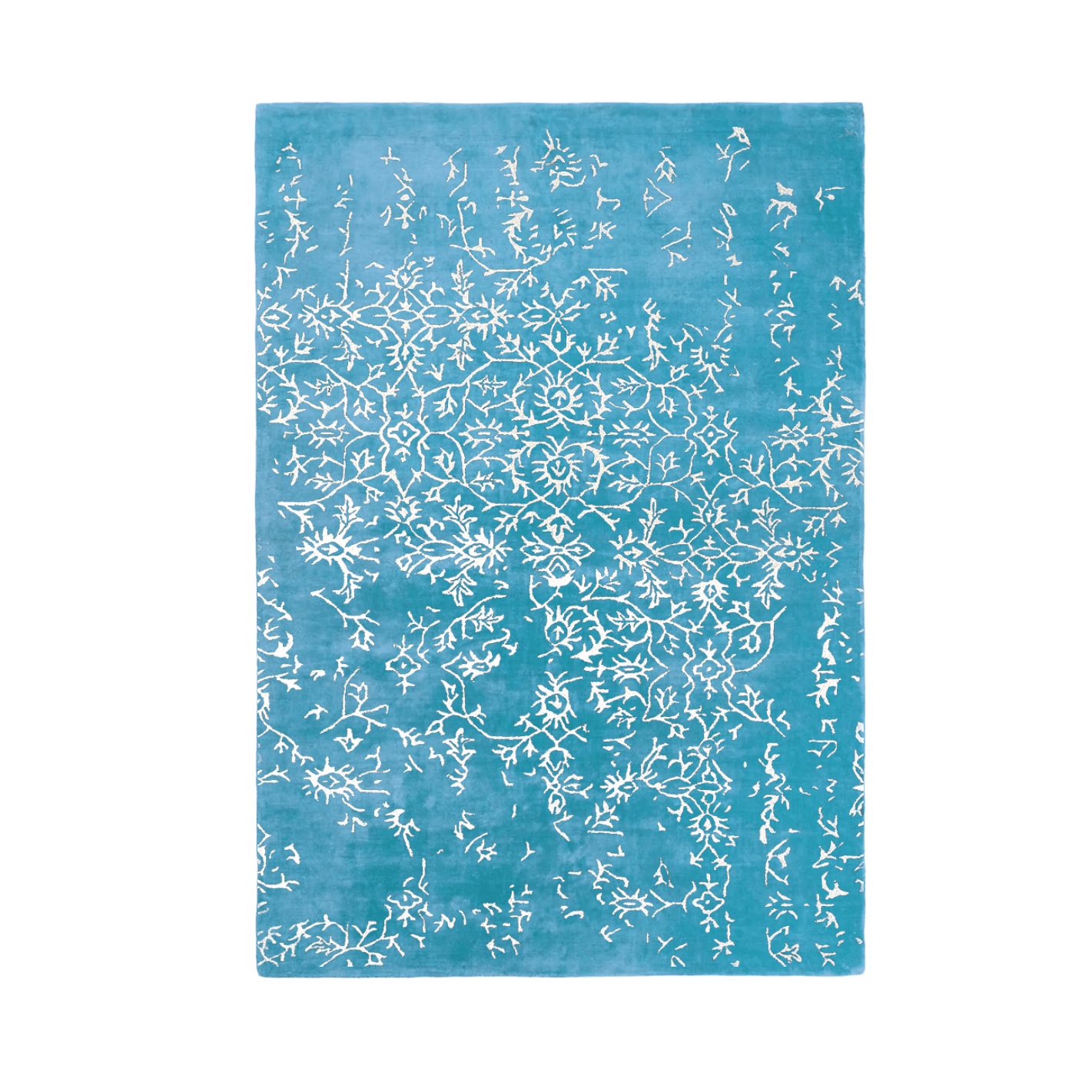 White Bloom Elegant Hand Tufted Viscose Rug - Blue