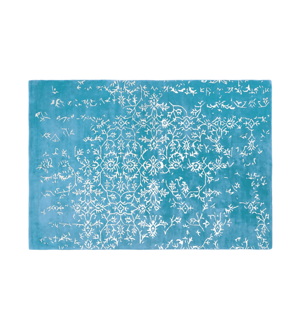 White Bloom Elegant Hand Tufted Viscose Rug - Blue