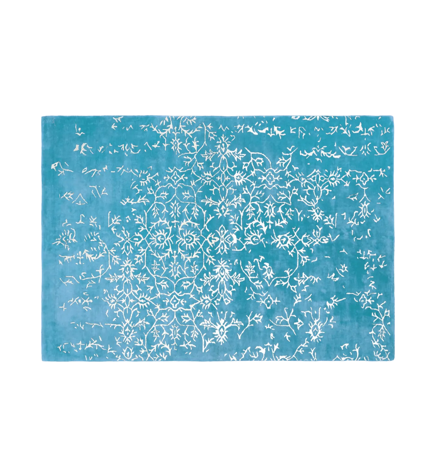 White Bloom Elegant Hand Tufted Viscose Rug - Blue