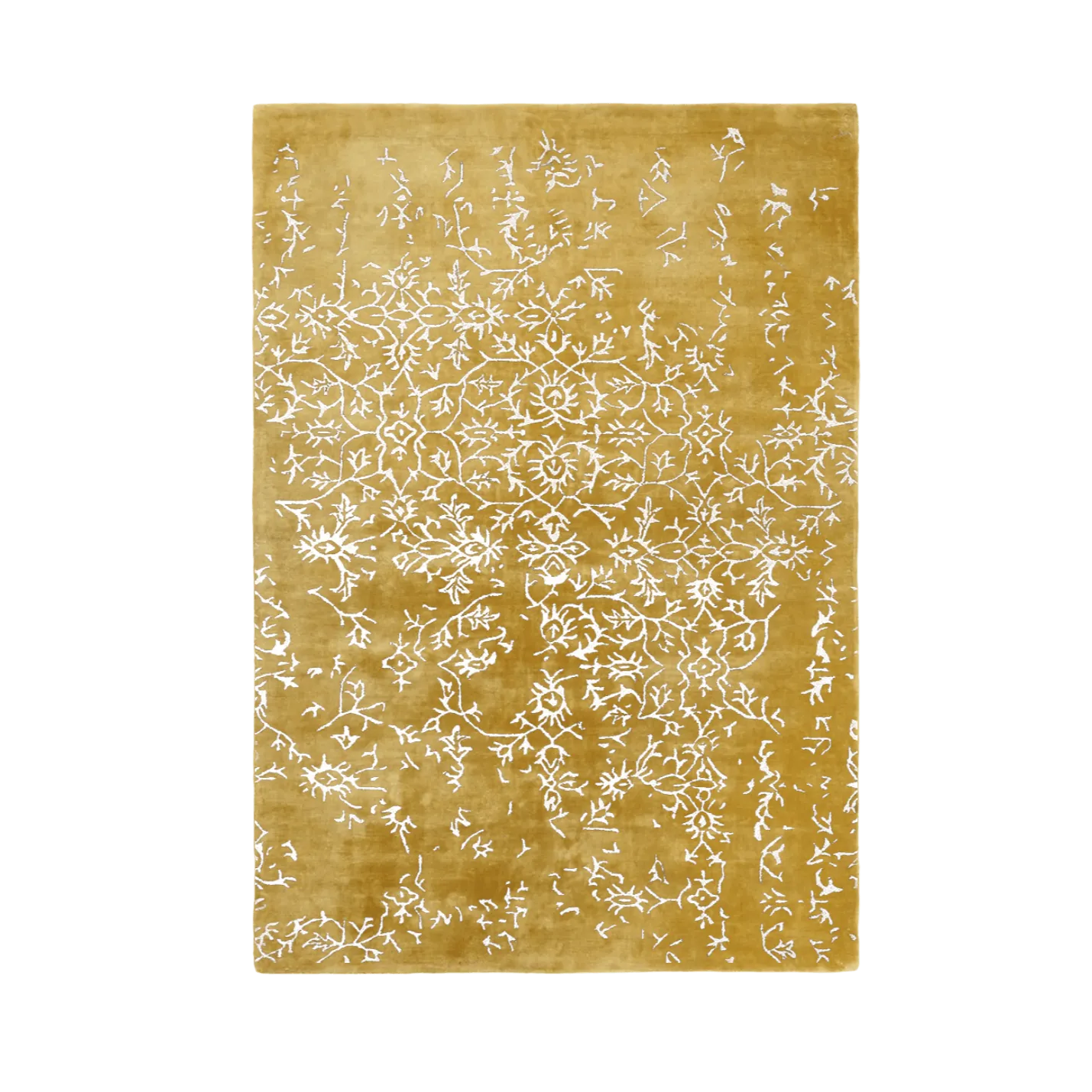 White Bloom Elegant Hand Tufted Viscose Rug - Golden