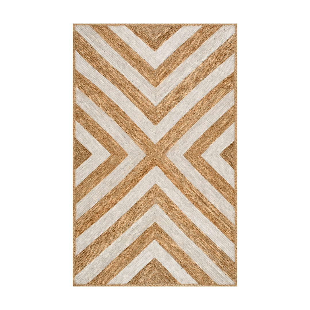 White Chevron Jute Rug