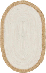 White Oval Jute Rug