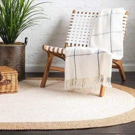 White Oval Jute Rug