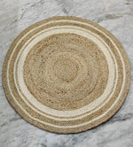 White Trim Natural Hanna Hand Braided Round Jute Rug