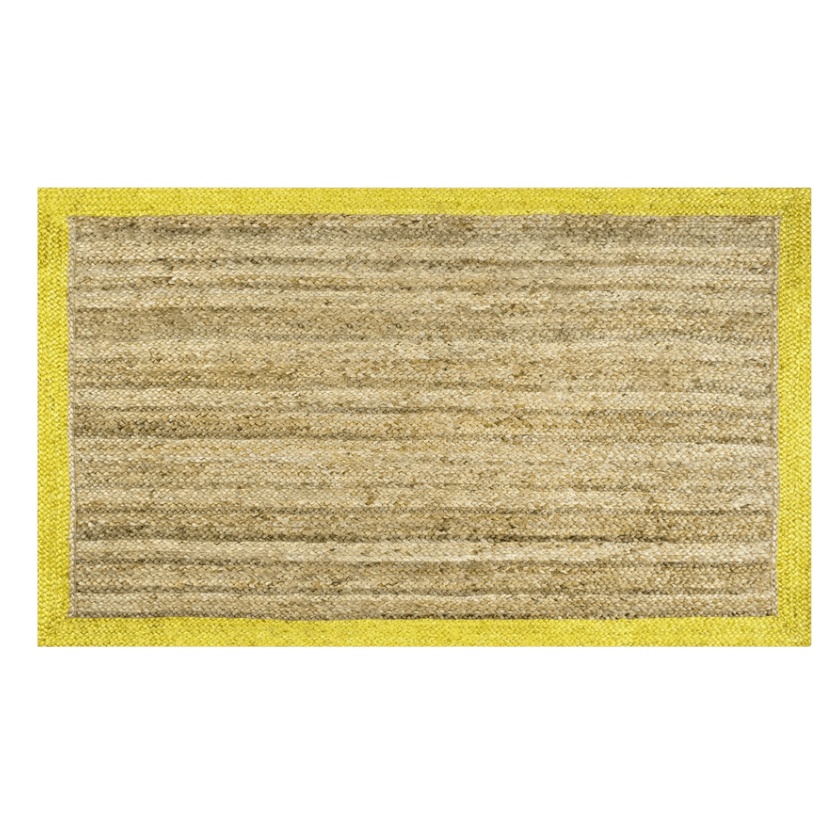 Yellow Bordered Natural Jute Rug