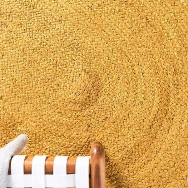 Yellow Oval Jute Rug