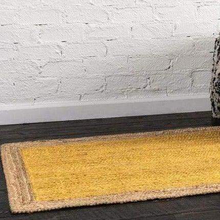 Yellow Rectangular Jute Rug