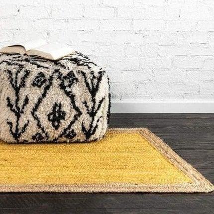 Yellow Rectangular Jute Rug