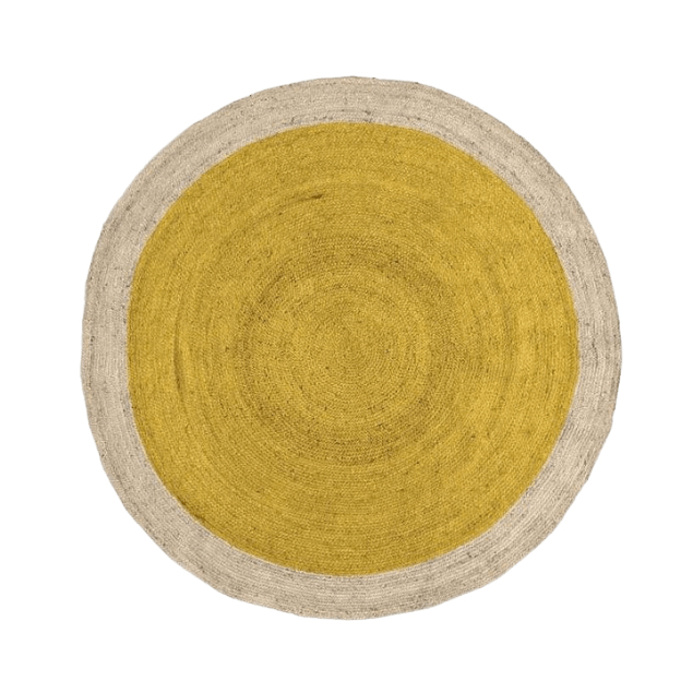 Yellow Round Jute Rug