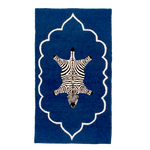 Zebra in the Royal House Hand Tufted Wool Rug - Dark Blue