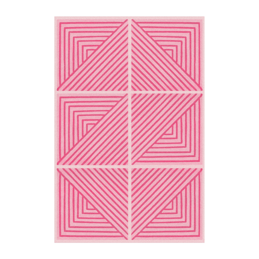 Contemporary Pink Geometric Hand Tufted Wool Rug