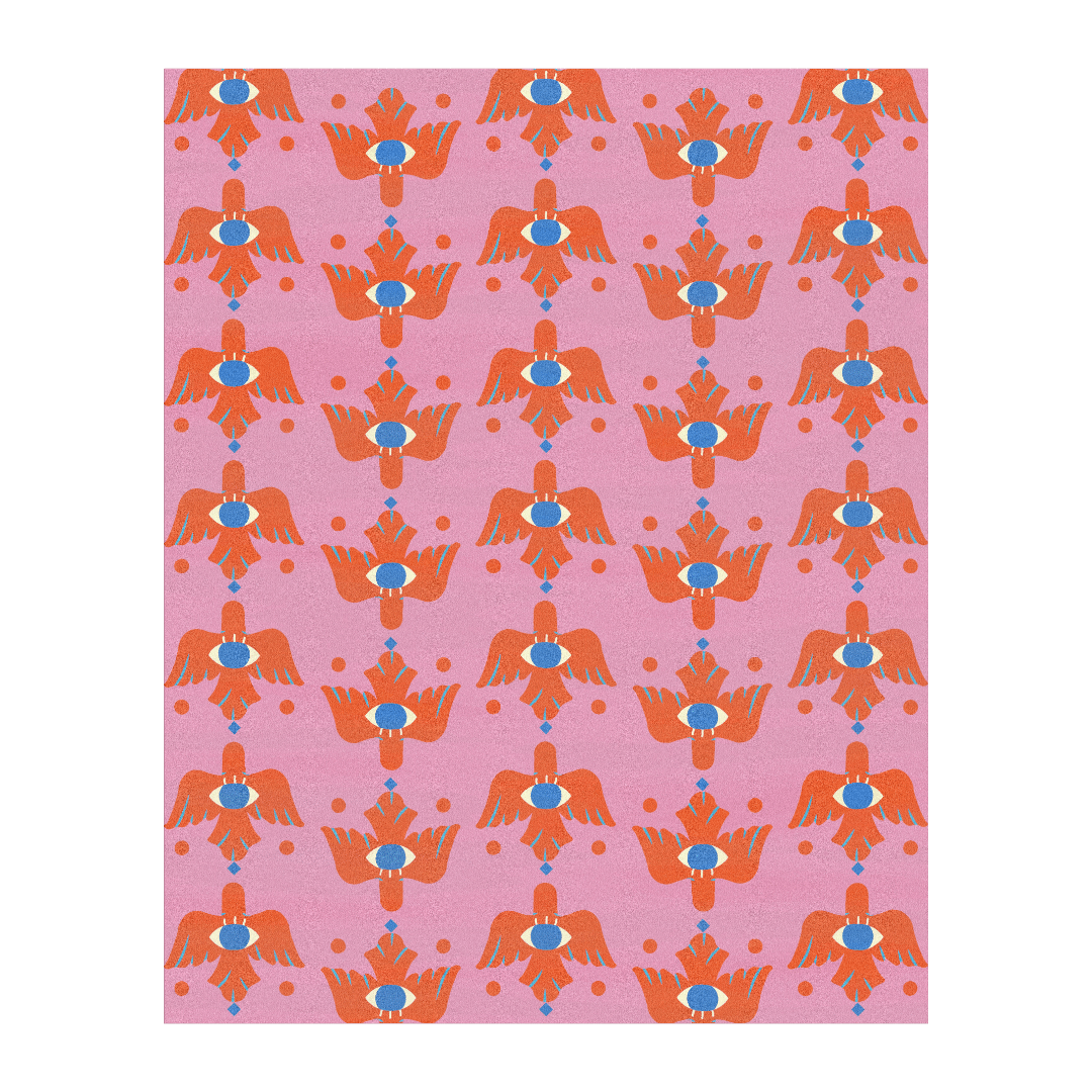 Azure Avian Hand Tufted Wool Rug - Pink