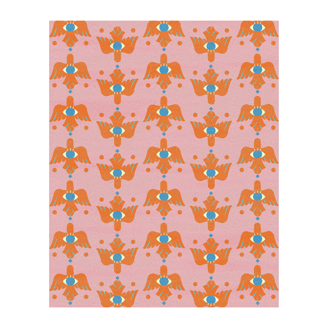 Azure Avian Hand Tufted Wool Rug - Orange
