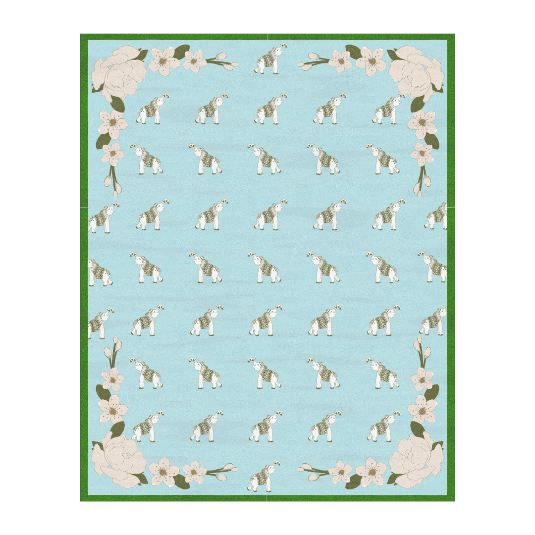 Elephants in the Terrace Floral Hand Tufted Rug