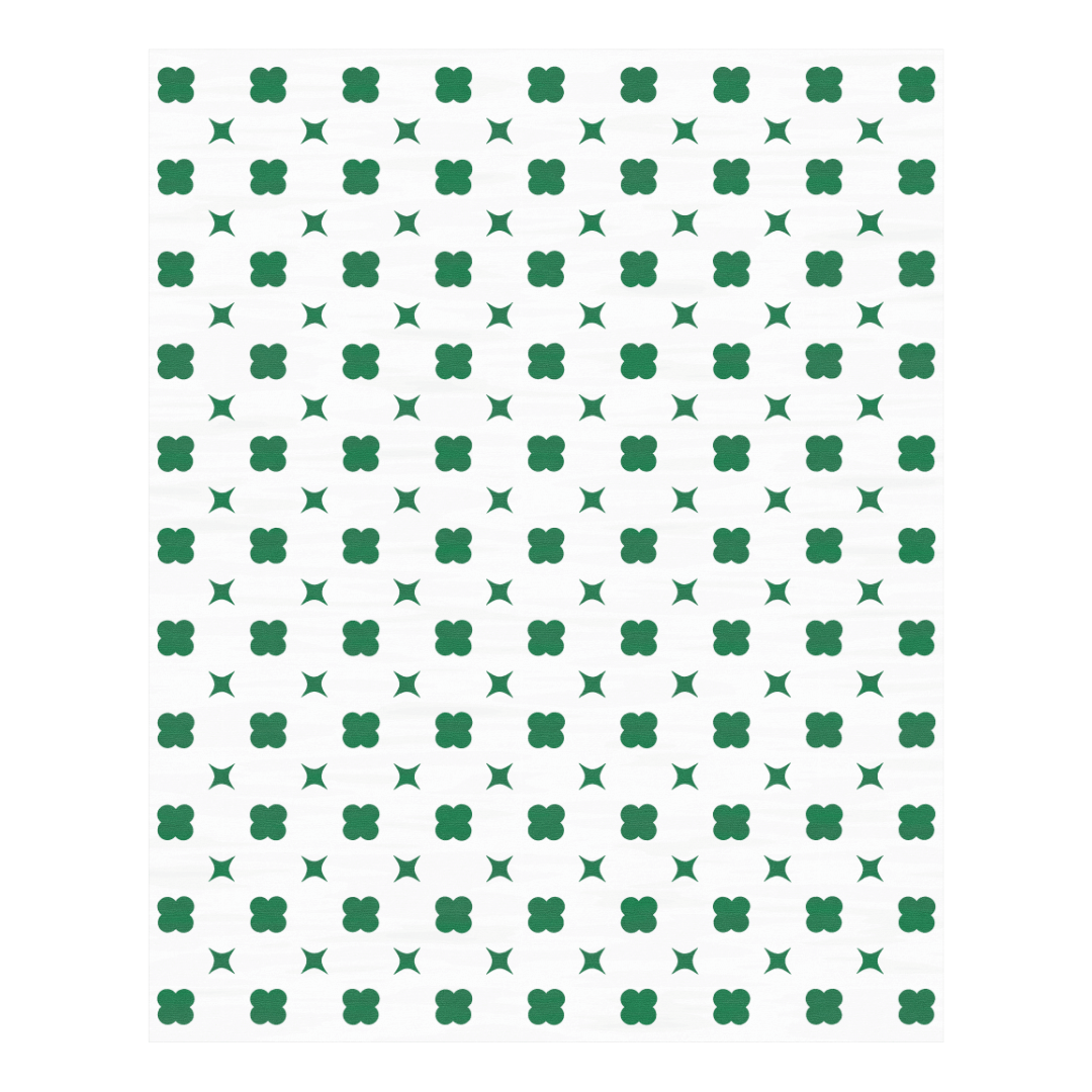 Green Clovers Hand Tufted Rug - White