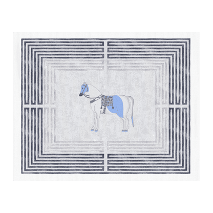 Classic Horse Silver Maze Hand Tufted Rug