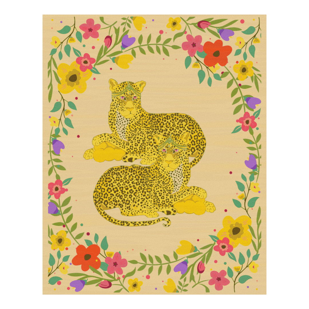 Yellow Cheetah Twin Floral Hand Tufted Rug