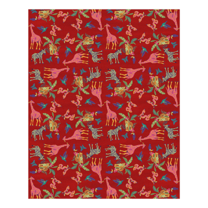 Summer Tropical Safari Hand-Tufted Rug - Red