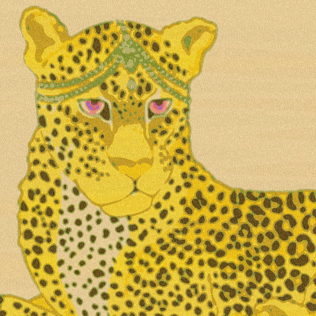 Yellow Cheetah Twin Floral Hand Tufted Rug