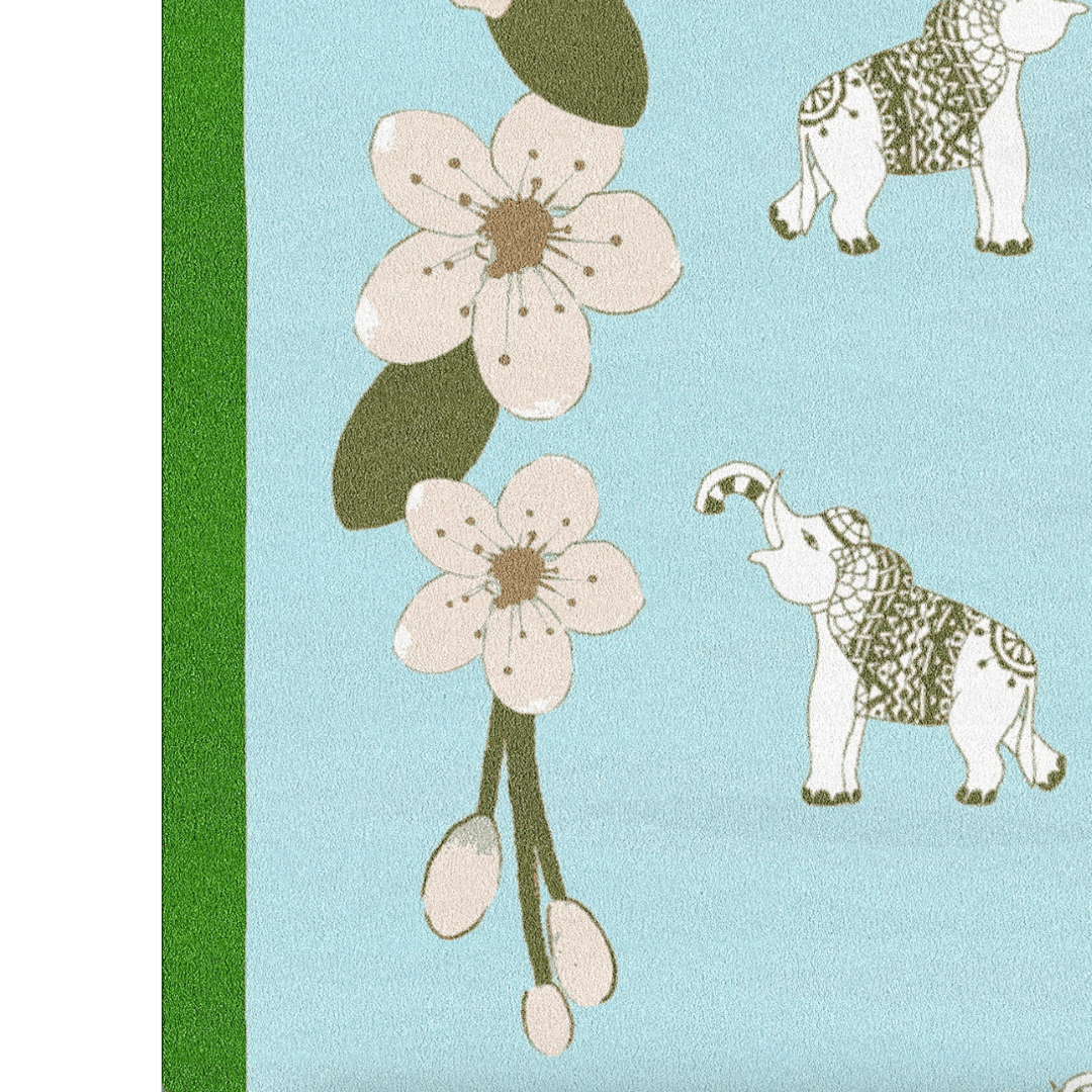 Elephants in the Terrace Floral Hand Tufted Rug