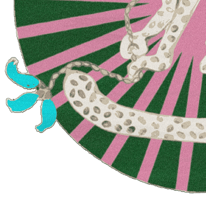 Blue Hat Monkey Round Hand Tufted Rug - Green/Pink II