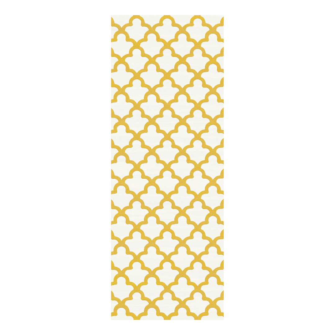 Golden Art Deco Scale White Tufted Rug