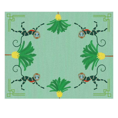 Monkeys and Palm Trees Hand Tufted Rug