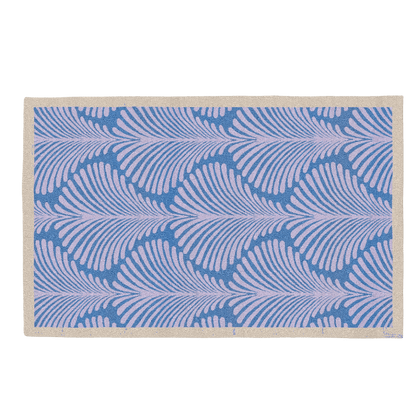 Art Deco Scallop Blue Hand Tufted Wool Rug